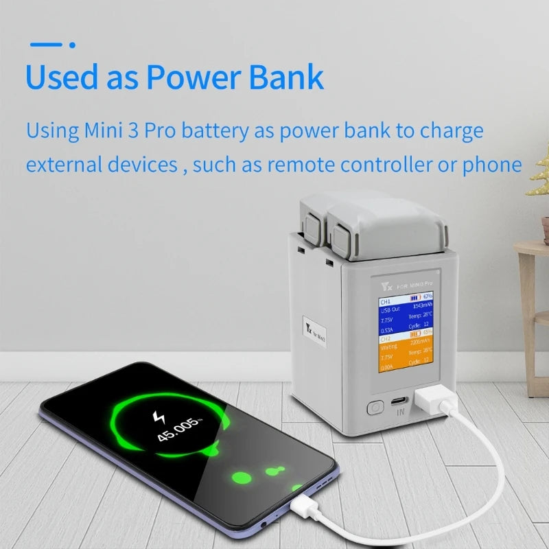 DJI Mini 3/4 Pro Charging Butler Two-way Digital Display Charging Hub Battery Intelligent Charger Power Bank Drone Accessory DJI Mini 3/4 Pro Charging Butler Two-way Digital Display Charging Hub Battery Intelligent Charger Power Bank Drone Accessory